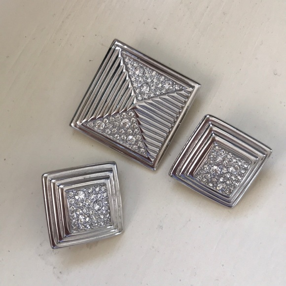 Dior Jewelry - Christian Dior Silver Crystal Brooch & Earnings